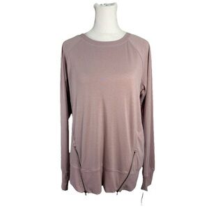 Gaiam Top Women Small Violet Crewneck with Zippers Tee Cozy Yoga Athleisure NEW